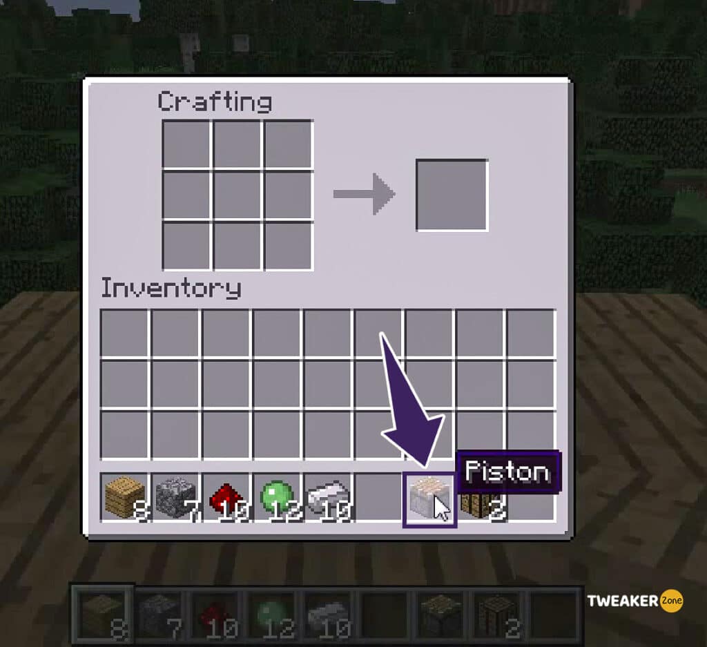 Move the Piston to the Inventory 