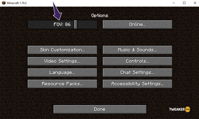 Change FOV Settings in Minecraft