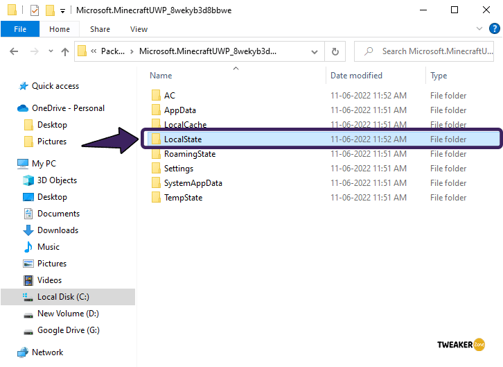 Minecraft LocalState Folder