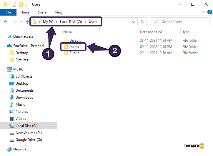 User folder under c drive