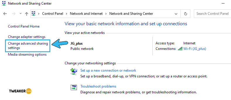 Change advanced sharing settings