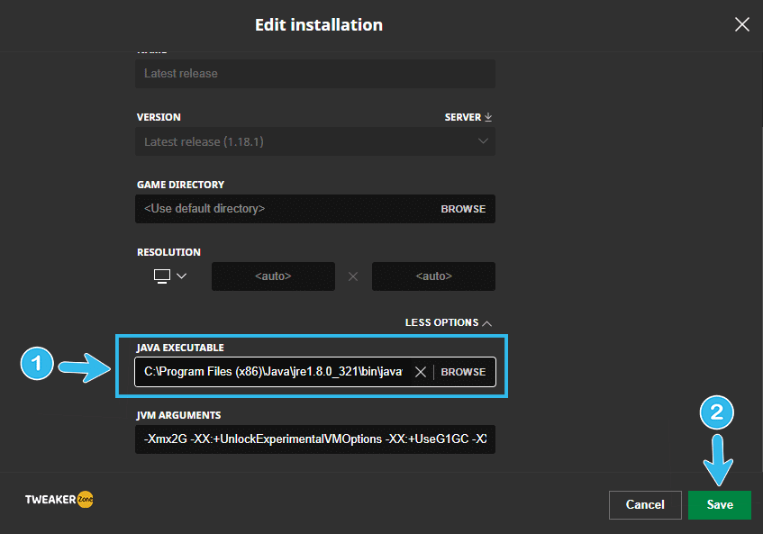 Java Executable file location
