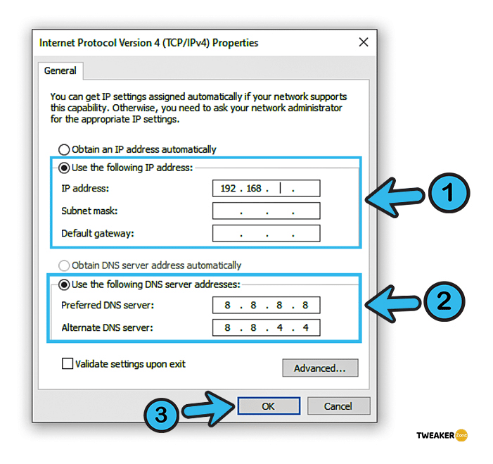 Manually add ip address