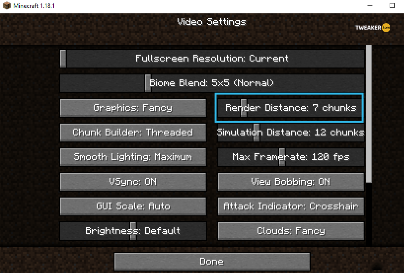 Minecraft Redner Distance