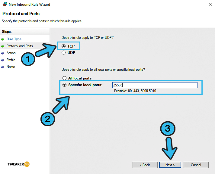 Specific Local on creating inbound rule