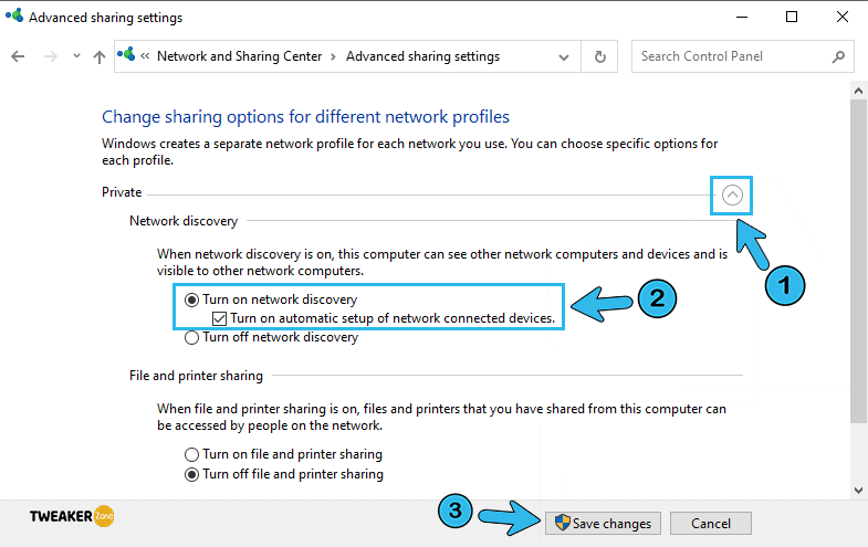 Turn on network discovery