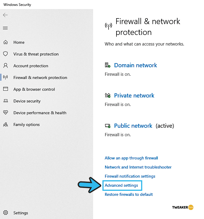 Windows Security Advanced Settings