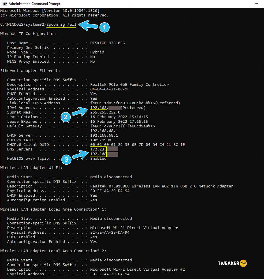 ipconfig all