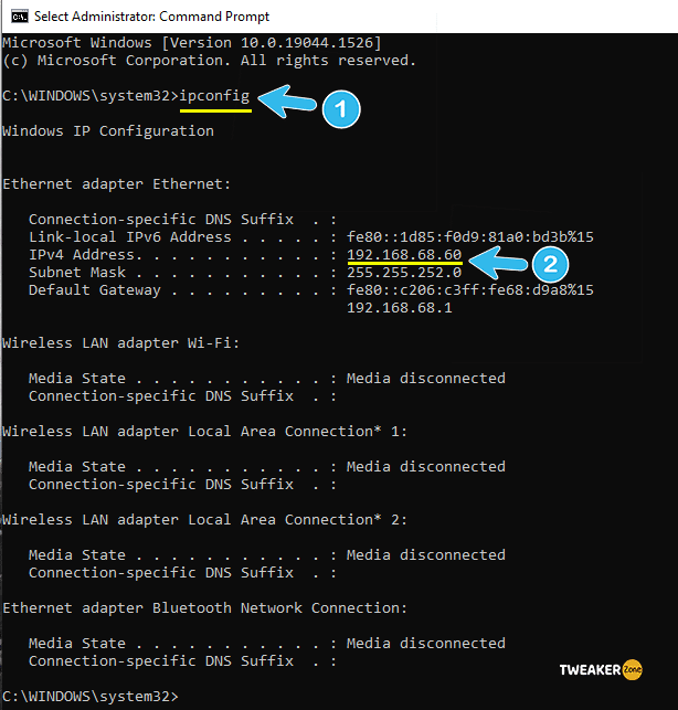 ipconfig