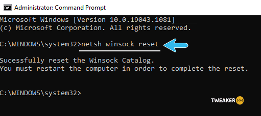 netsh winsock reset