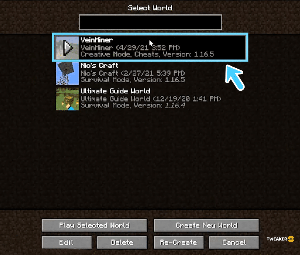 Enable VeinMiner Mod in Minecraft