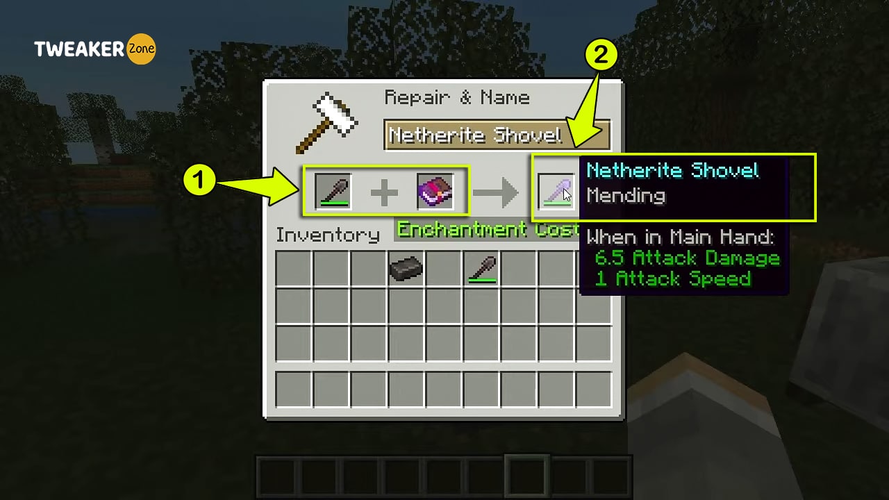 Repair Netherrite tools Applying Mending Enchantment